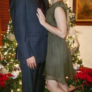 H&M Wrap Mini Dress Summer Silky V-Neck Elasticated Olive Green Size 4